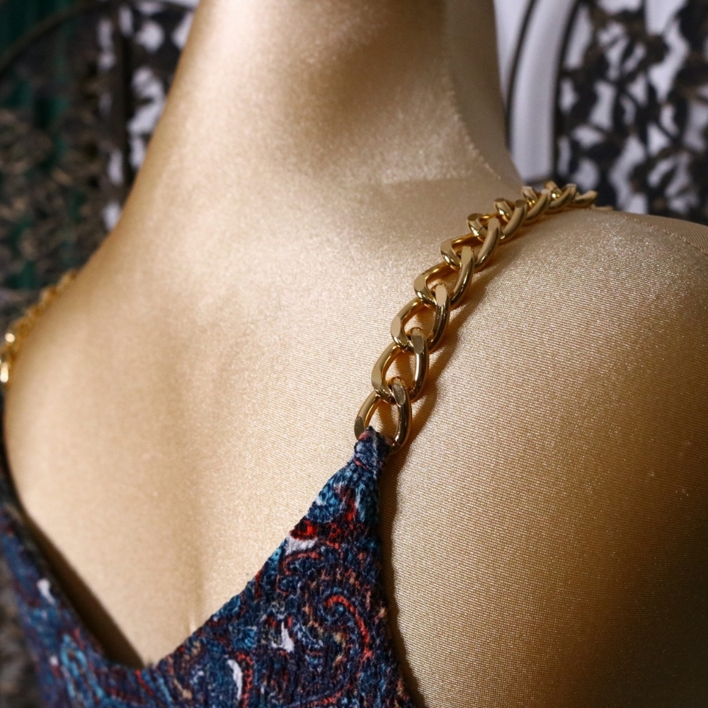 FREE SHIPPING Michael Kors Paisley Chain Flutter Maxi Dress. Size XXS - Picture 8 of 10